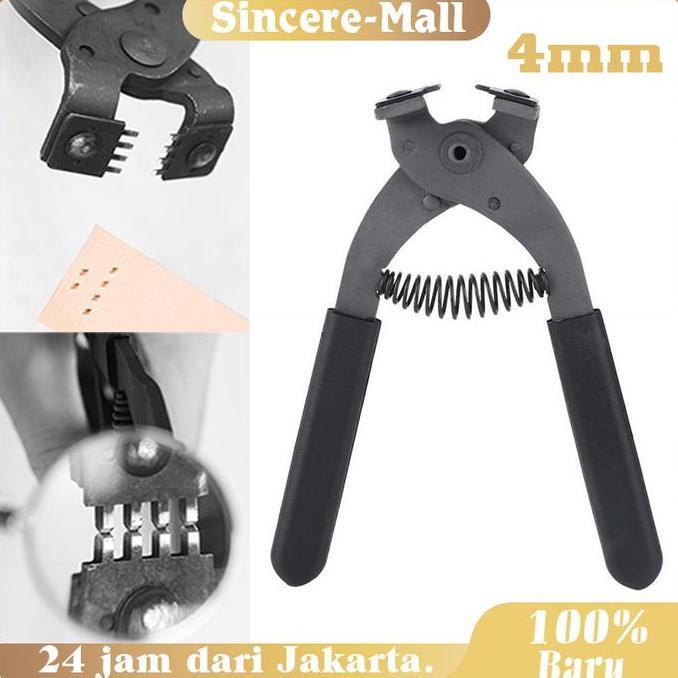 FERAYPO Stitching Hole Punch Leather 4mm 4 Hole Perforator Leather DIY Tool