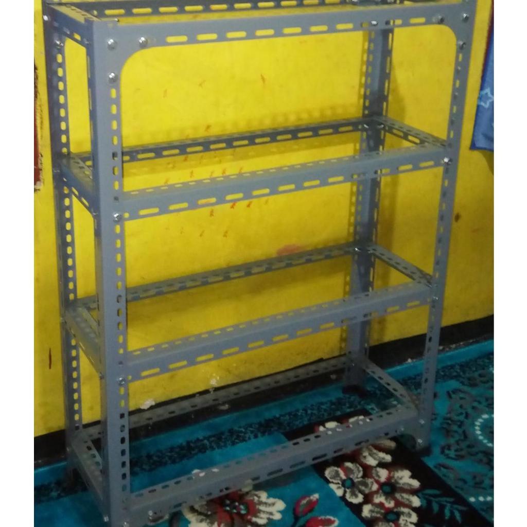 Rak Besi Siku Lubang 4Susun P120X30X120Cm