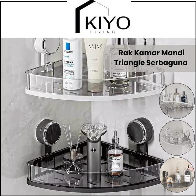 XLOGIPO KIYO Rak Kamar Mandi Triangle Serbaguna CantikRak Kamar Mandi Plastik EstetikRak Sabun Shamp