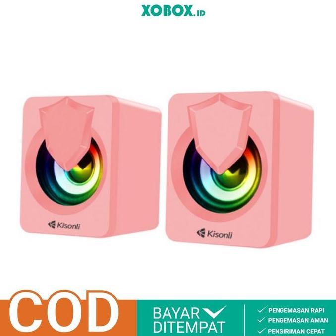 TACAAHA Gaming Speaker Komputer/Laptop L1030 LED RGB Light With Switch Volume Control - PINK