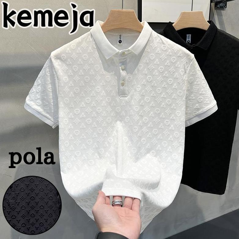 HEMAT Kaos Kerah Pria Polo shirt lengan pendek bermotif polo shirt  kaos berkerah pria hitam/putih p