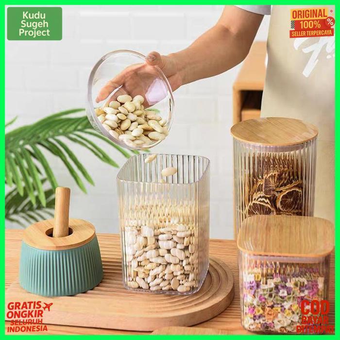 Quality Toples Plastik Tutup Kayu | Toples Plastik Serbaguna | Toples Plastik Cantik Lebaran | Tople