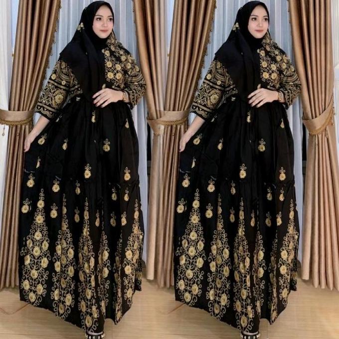 Gamis Hindi Aruhi Katun Rayon Busui, Lengan Panjang, Free Hijab Standar & Jumbo Dress Wanita Muslim 