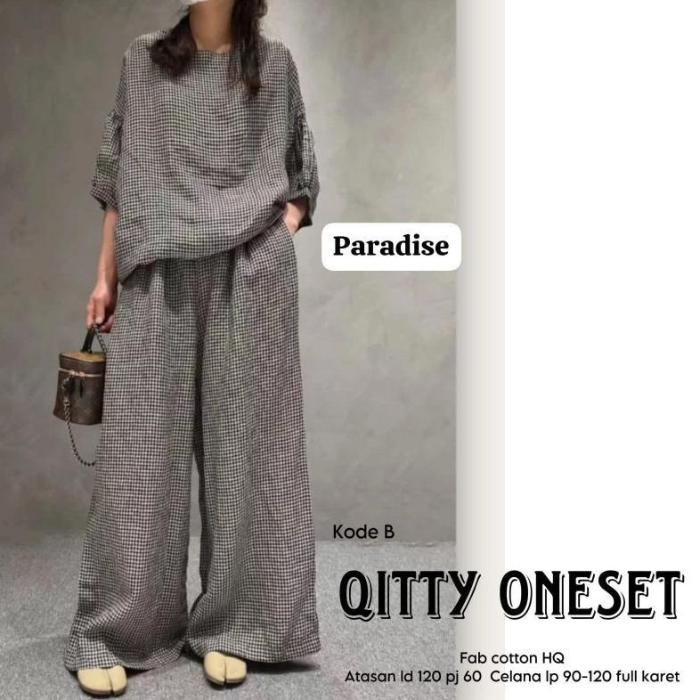 SUPER DEAL Qitty oneset , baju kotak-kotak KEKINIAN