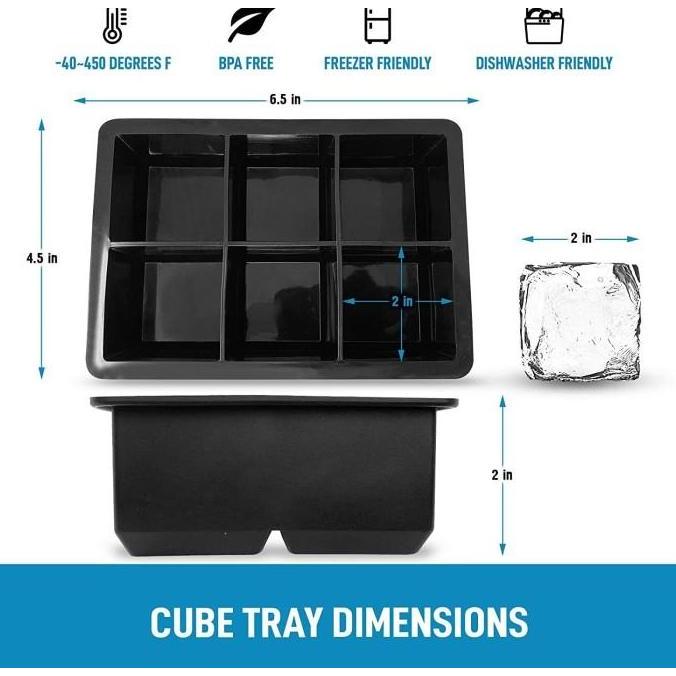 Pembuat Bola Es Kotak Ice Ball Cubic Maker Bahan Silikon 2 Cetakan Es / Pencetak Es Batu Bulat Ice B