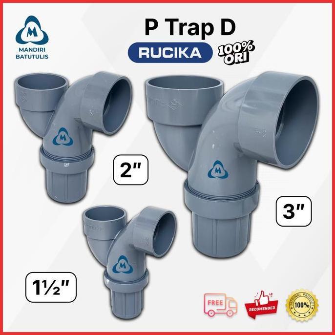P Trap D RUCIKA Original - Sambungan Pipa PVC Leher Angsa Anti Bau - Sifon Wastafel Bak Cuci Piring 