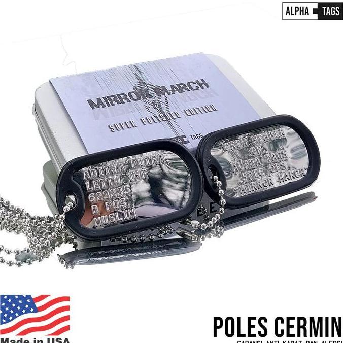 kalung pria custom dog tag military glossy finish alpha tag