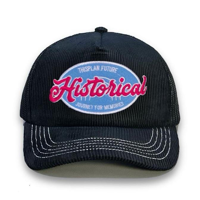 Topi Jaring Trucker Corduroy Black Historical Thisplan original
