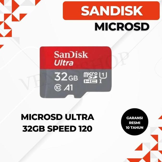TERMURAH - SANDISK MICROSD ULTRA 32GB SPEED 120MB/S - SANDISK MICROSD 32GB 120MBPS