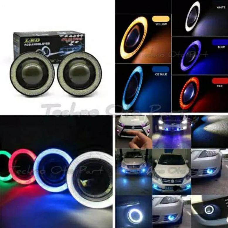 FOGLAMP ANGEL AYES UNIVERSAL 89MM 1SET KANAN KIRI / LAMPU KABUT LAMPU SOROT BEMPER /variasi lampu mo