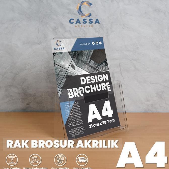 Rak Brosur Akrilik / Display Tempat Brosur Ukuran A4
