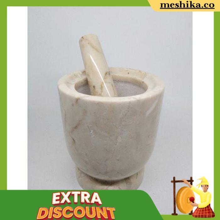 Lumpang Alu Marmer Marble Stone Mortar Pestle Tumbukan Obat Puyer Uleg Ulek Ulekan Tumbuk Bumbu 4/11