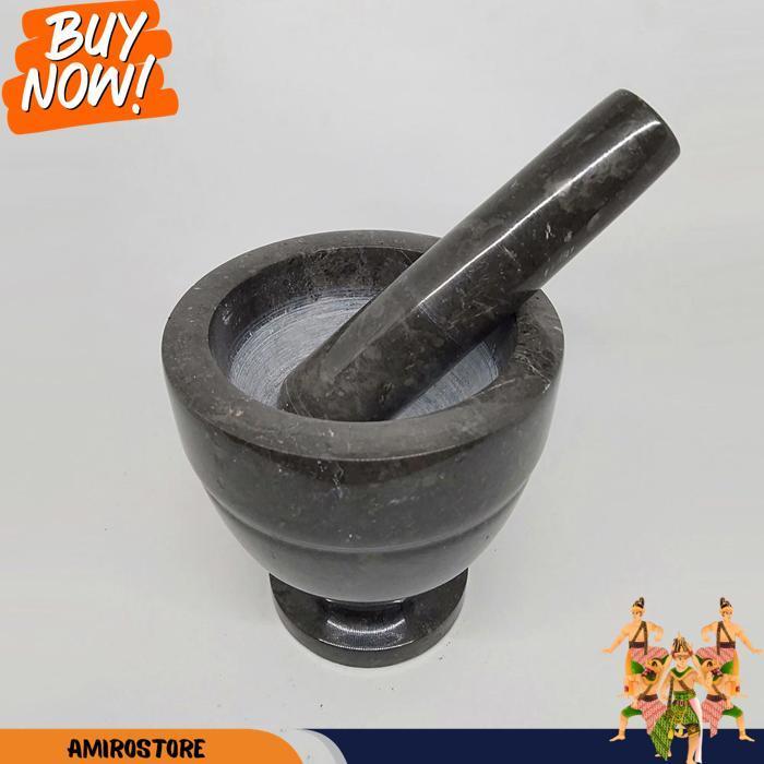 Lumpang Alu Batu Lesung Mini Marmer Asli Tumbukan Tumbuk Obat Puyer Ulekan Ulek Mortar & Pestle 4/11
