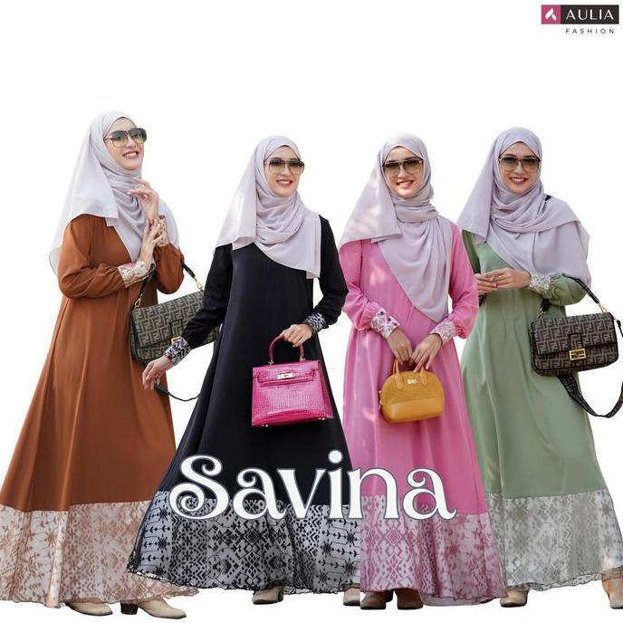 Aulia Fashion Abaya SAVINA Gamis Broklat Ibu Elegan Size Lengkap Wudhu Friendly Busui Friendly Mater