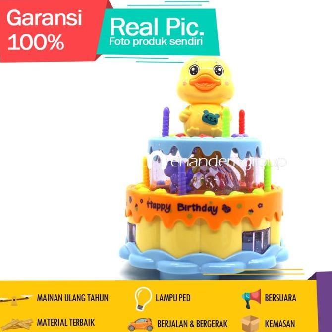 Mainan Anak Kue Ulang Tahun Benyanyi Bergerak Berputar Lampu LED