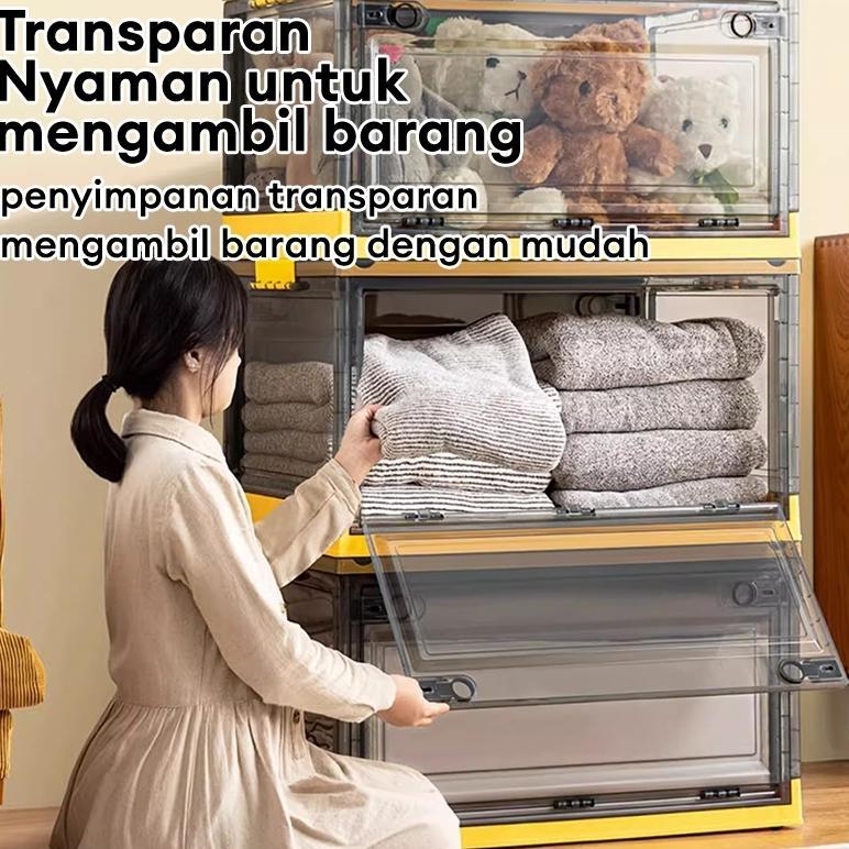 Storage Box Lipat Transparan Kotak Plastik Kapasitas Ekstra Besar Kontainer Box Serbaguna Kotak Peny