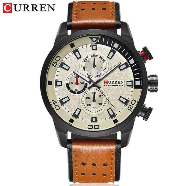 ORIGINAL CURREN 8250 Jam Tangan Pria Analog Tali Kulit Chronograph Tidak Aktif CURRENOS
