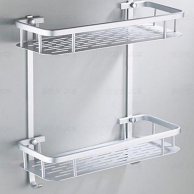 Rak Dinding Serbaguna Free Baut /Rak Toilet/Rak Sabun Kamar Mandi Aluminium/Rak Double Layer 2 Susun
