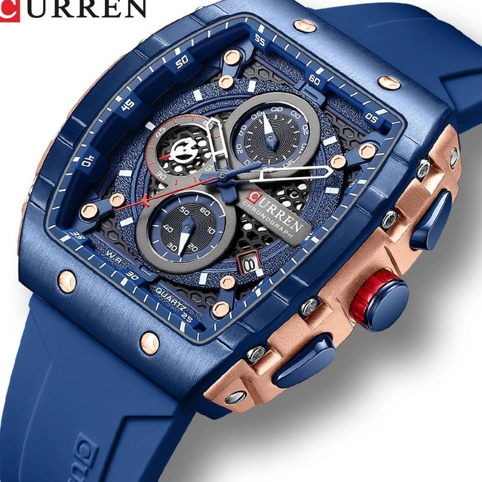 100% Aman Curren 8442 Jam Tangan Pria Analog Chronograph Aktif Tali Silicone Currenos