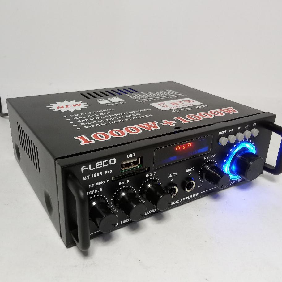 Fleco Bt-198B Pro Audio Amplifier Bluetooth 5.0 Amplifier Daya 2000 Watt