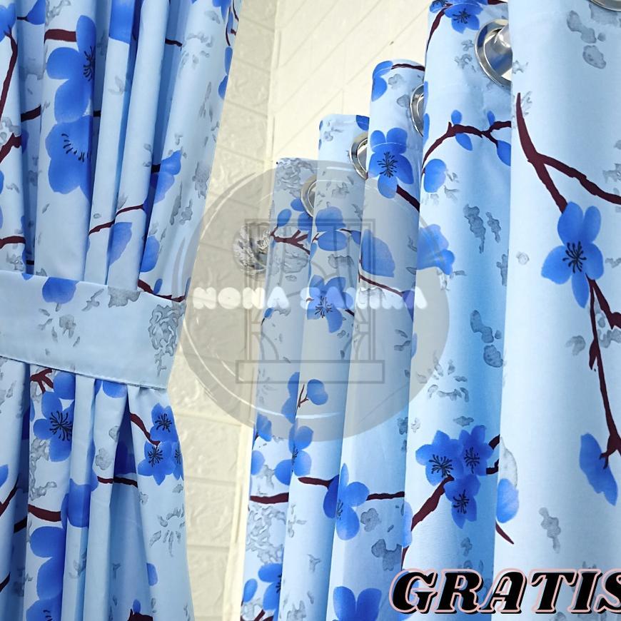Gorden Sakura Jendela Pintu Minimalis Tirai Model Smokering Murah