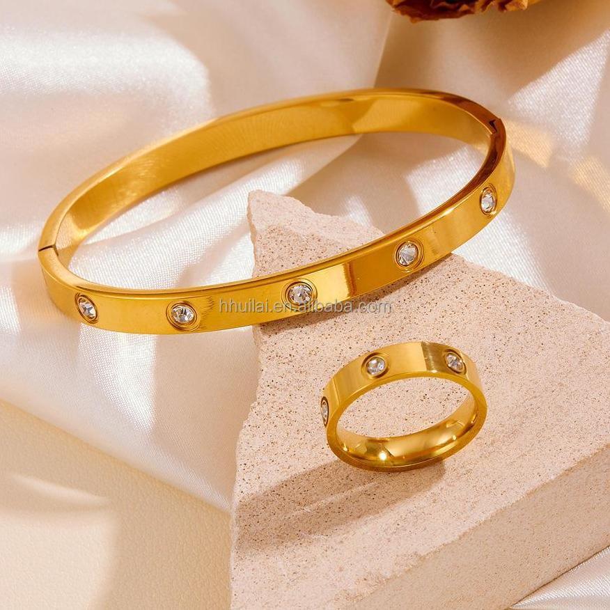 Gelang Dan Cincin Slim Titanium Bangle Anak Dan Dewasa Model Polos Dan Permata Aksesoris Fashion