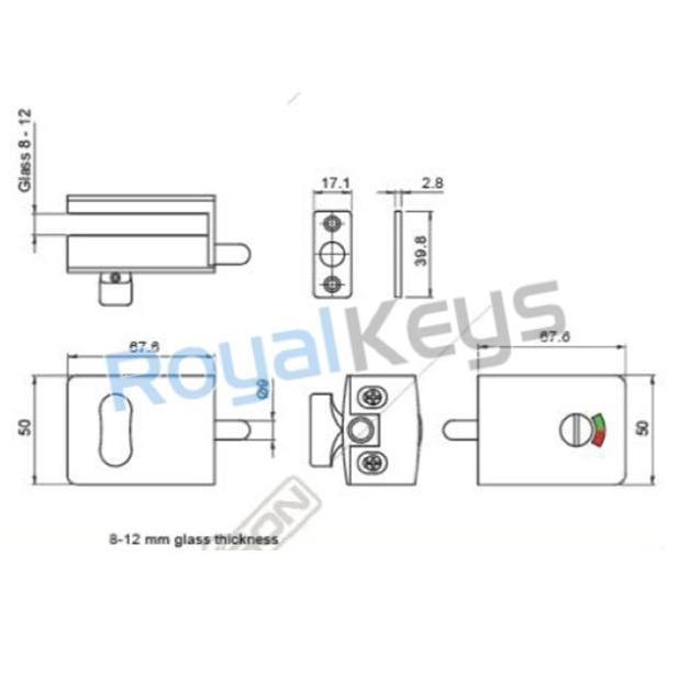Indikator Lock Dekson Dekkson IL 8620 CP Kunci Pintu Kaca Kamar Mandi