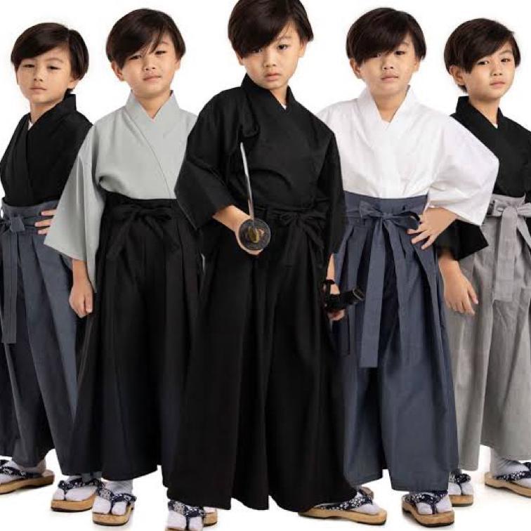 Yukata Hakama Kimono Anak Pria Wanita Ready Stok Cosplay Jepang Versi Celana