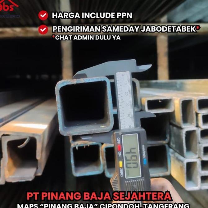 BESI Hollow Hitam 50x50 (1.2mm 1.5mm 1.7mm 2.0mm 2.3mm 2.5mm 3.0mm) / Hollow Besi / Hollo hitam / ho