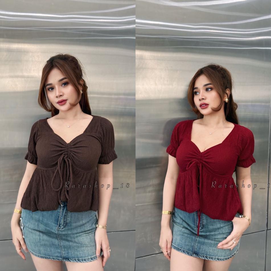 Atasan Wanita Merly Knip Tali Depan //Atasan Wanita