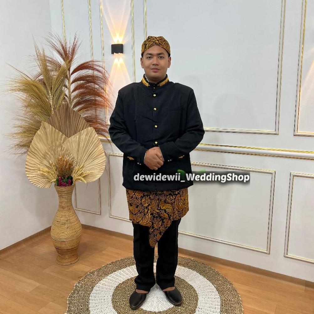 Diskon (1Set Sunda) Adat Sunda Cowok Semen Romo | Beskap, Sapit Urang, Blangkon, Free Benggol