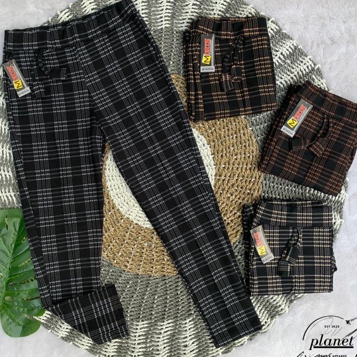 Celana Panjang Jumbo Wanita Celana Nyaman Wanita Celana Kotak Kotak Cewek Big Size Tartan Pants Cewe