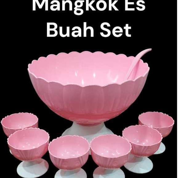 Mangkok Es Buah Plastik Tebal 1 Set Warna