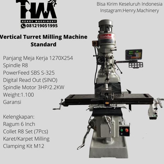 Ready Mesin Milling Standard (Taiwan) / Vertical Turret Milling Machine
