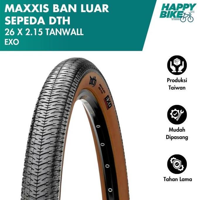 Maxxis Ban Luar Sepeda Dth Tanwall Skinwall 26 X 2.15 Exo 60 Tpi Bicycle Outer Tires Mtb Cross Count