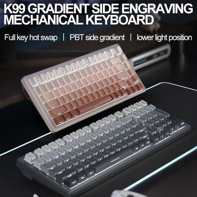 Sale Zifriend K99 Gradient Mechanical Keyboard White Light Side Printing Full Keys Hot-Swappable 99 