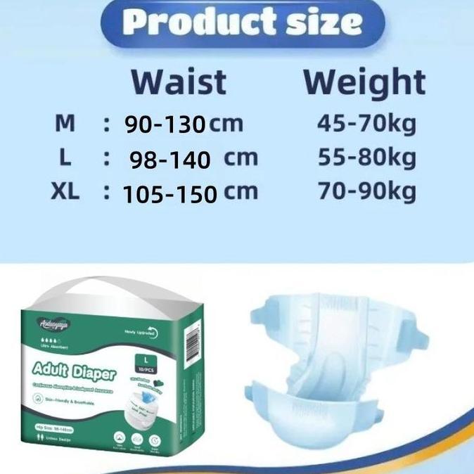 10PCS Popok Dewasa Ukuran M / L / XL Nyaman Popok Dewasa Anti Bocor Pampers Dewasa/Popok Orang Tua C