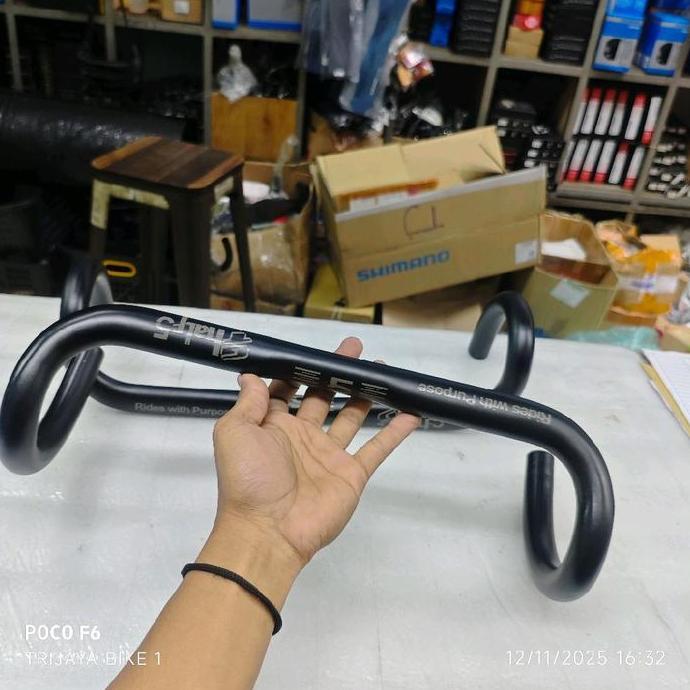 Stang Dropbar Balap Aero Gt Half5 Alloy Gepeng Pipih 380Mm 400Mm Size 25.4 Hitam Rides With Purpose
