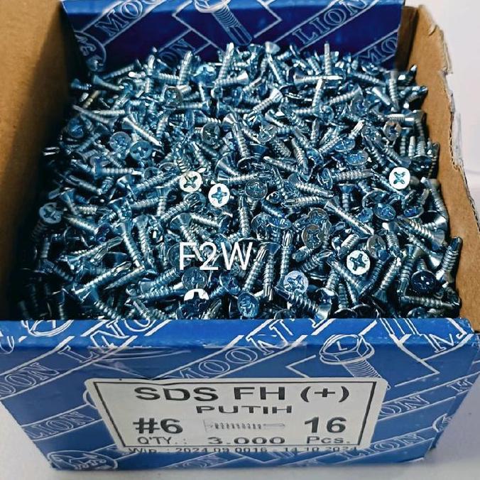 #6X16 SDS FH (+) 6X16 MOON LION SEKRUP DRILLING SDS FH (+) PUTIH ROOFING FH #6X16