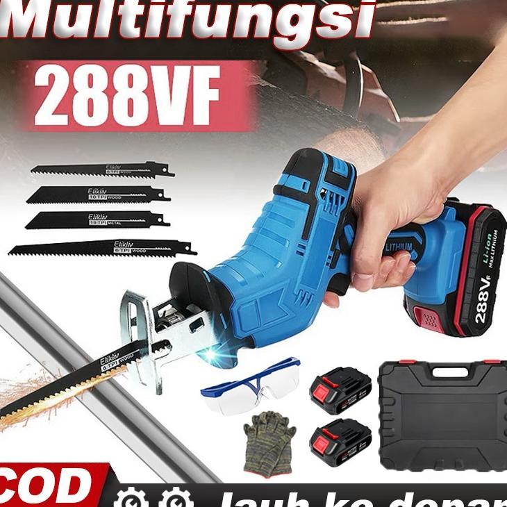 Effort Gergaji Mesin Mini Multifungsi Reciprocating Saw Gergaji Baterai Pemotong Listrik Kayu Logam 