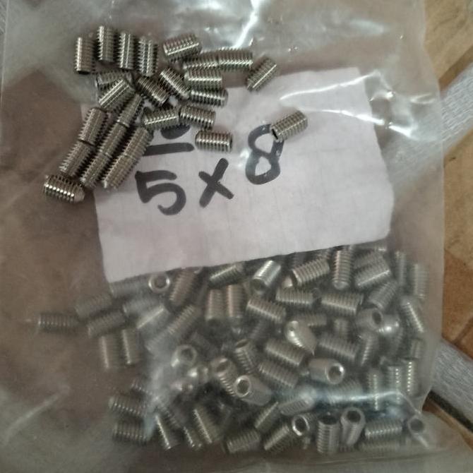 baut L tanam stenlis 316 M 5x8 pitch 0.. set screw 316 imbus