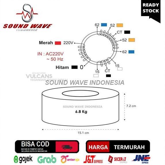 TRAFO TOROID 20A CT 62V VULCANS DONAT