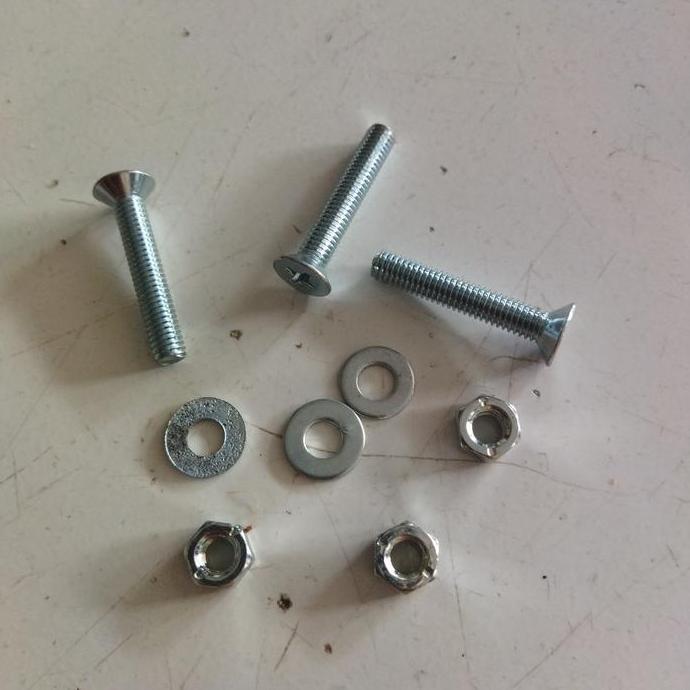 Baut JF+mur+ring plat galvanis m6x20 isi 100