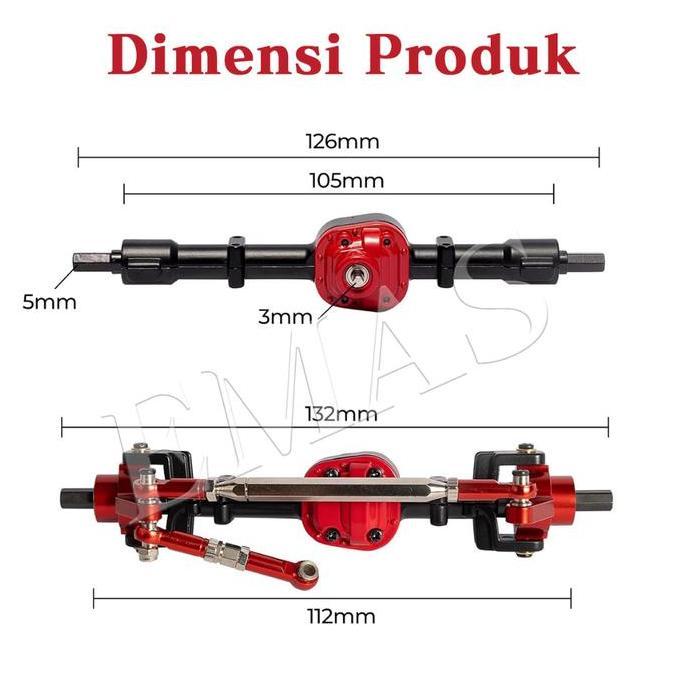 ATHHINE Axle Gardan Metal  Set Gardan Metal Upgrade Axle Shaft Part RC Mini WPL Offroad Untuk D90 D9