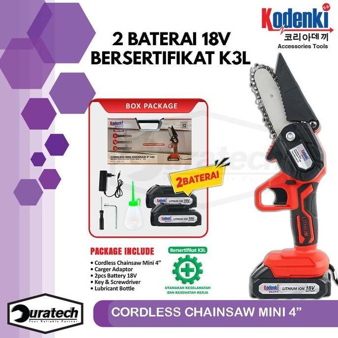 Chainsaw Gergaji Rantai Elektrik Mini Senso Mesin Potong Kayu Cordless Baterai - Cordless Chain Saw 
