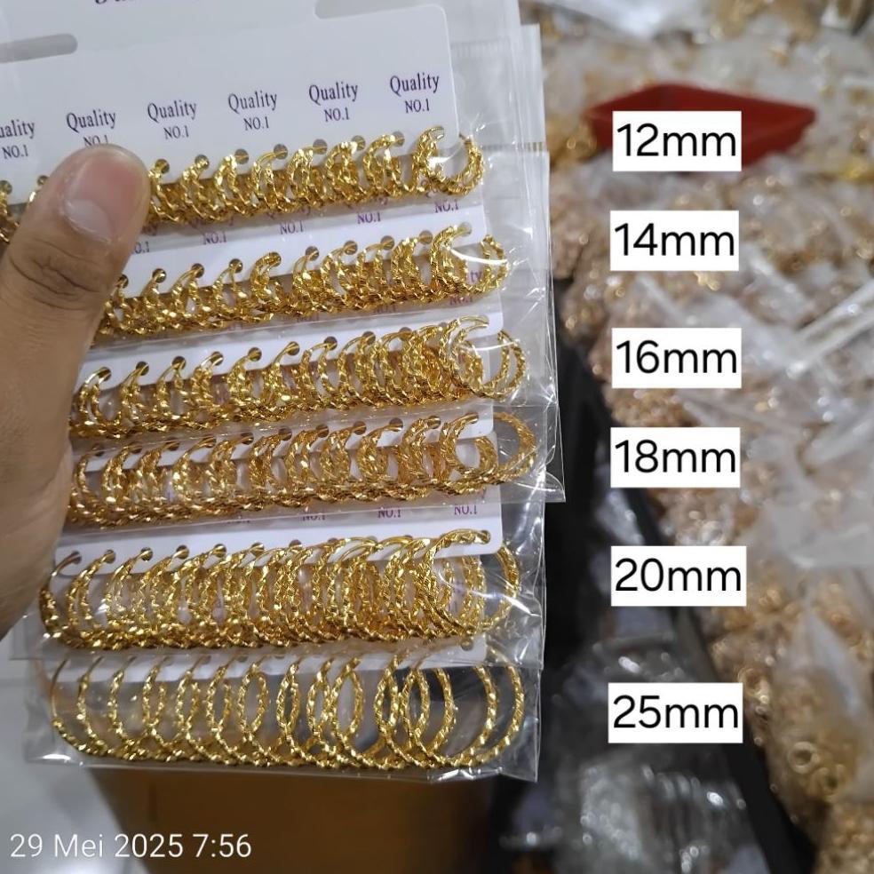 Anting Gipsy Anting Wanita Dewasa Xuping Grosir 12 Pasang, Ukuran 12Mm-25Mm.