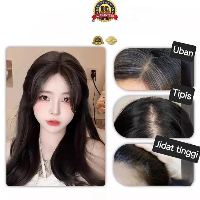 WIG TOUPEE KLIP RAMBUT ASLI REAL WIG PENUTUP UBAN BOTAK RAMBUT TIPIS PREMIUM EKSTENSION RAMBUT KOREA