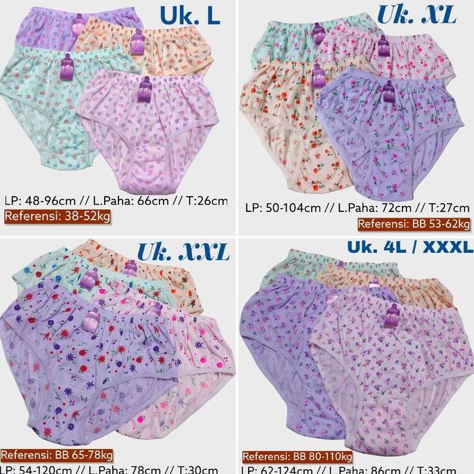 Wagee- Celana Dalam Wanita 6Pcs Motif Bunga Katun Cd Wanita Grosir Konveksi