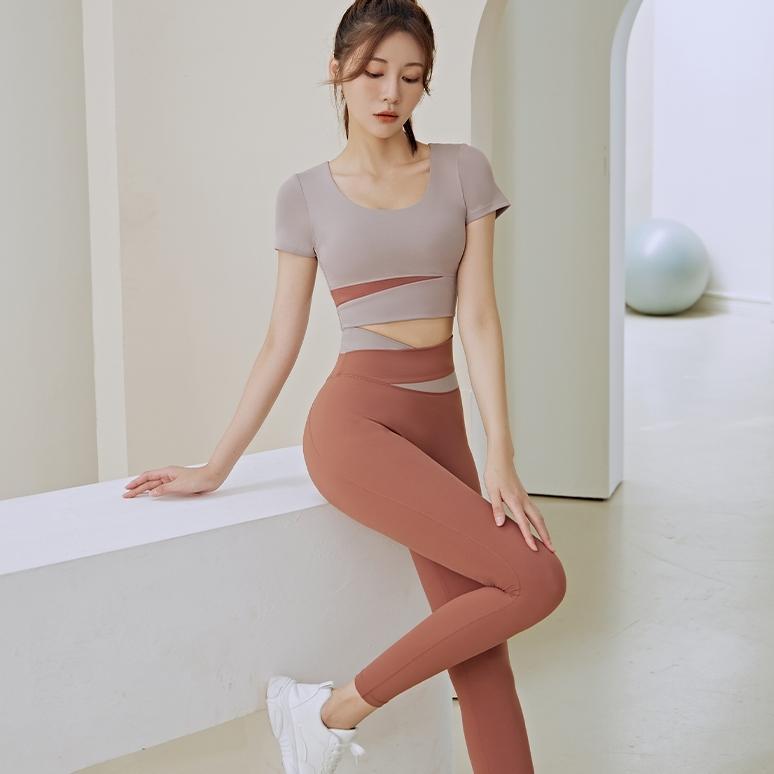 hot deals setelan baju olahraga wanita (kaos bra + legging panjang) yf055