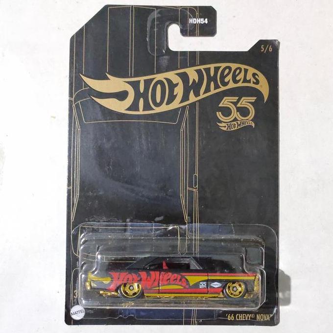 Hotwheels Hot Wheels 66 Chevy Nova Black Yellow 2023 55th Anniversary